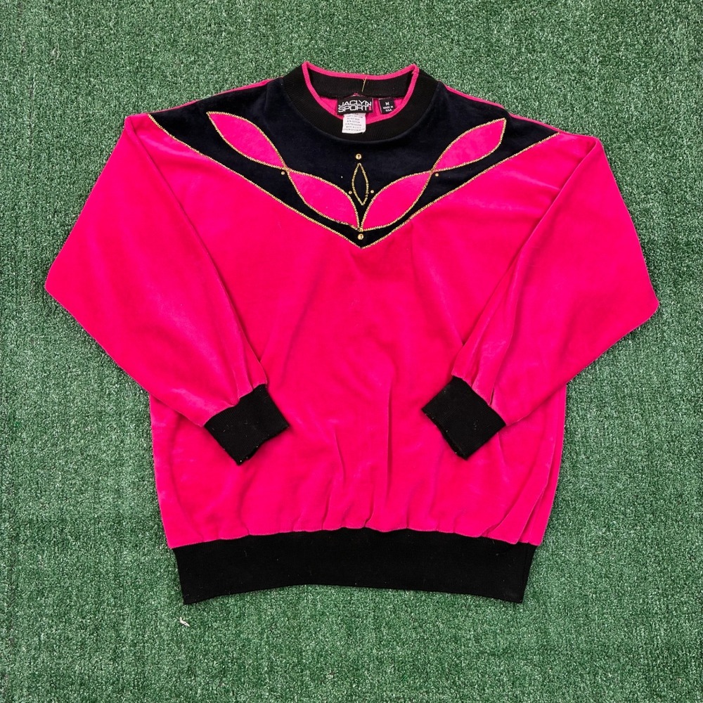 Vintage 80s Jaclyn Sport Velvet Beaded Crewneck Sweatshirt‎